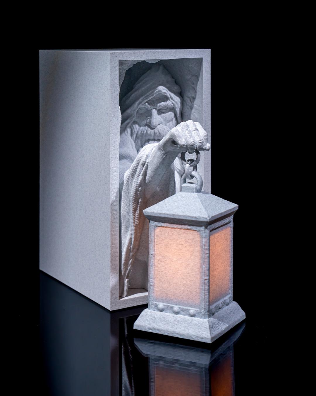 Light-Up Medieval Book Nook – 3D Printed Fantasy Bookshelf Insert with Illuminated Diorama