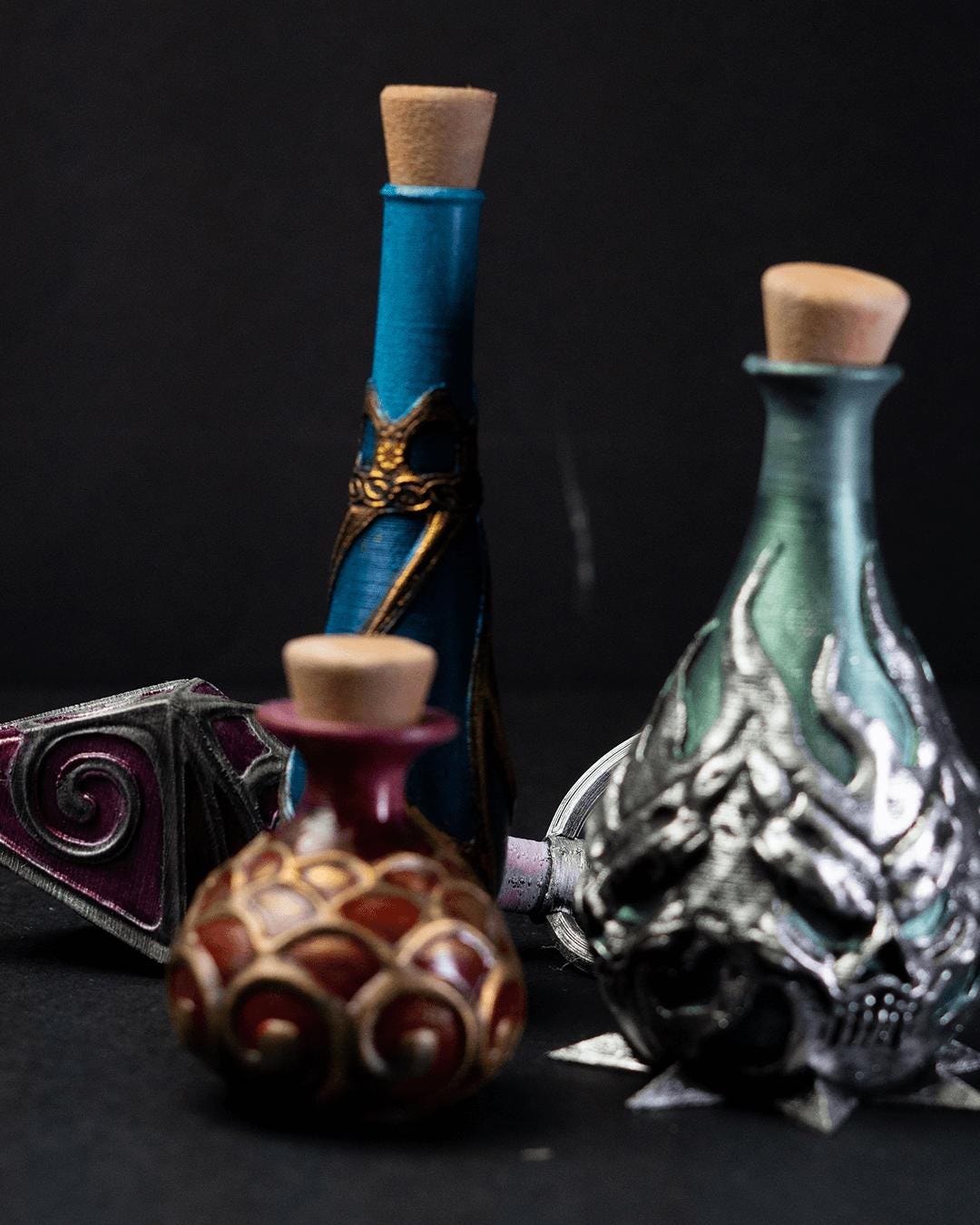 Potion Bottle Set – Mana, Health, Poison, and Elixir Props for Tabletop or Cosplay