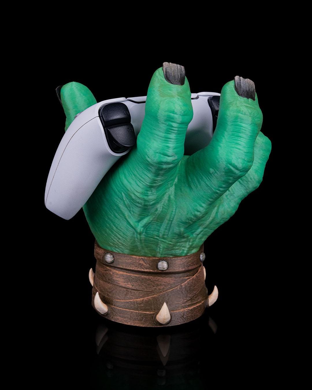 Orc Hand Controller Holder | Smash Button Gaming Display for Xbox, PS5, or PC | Fantasy Desk Decor Gift