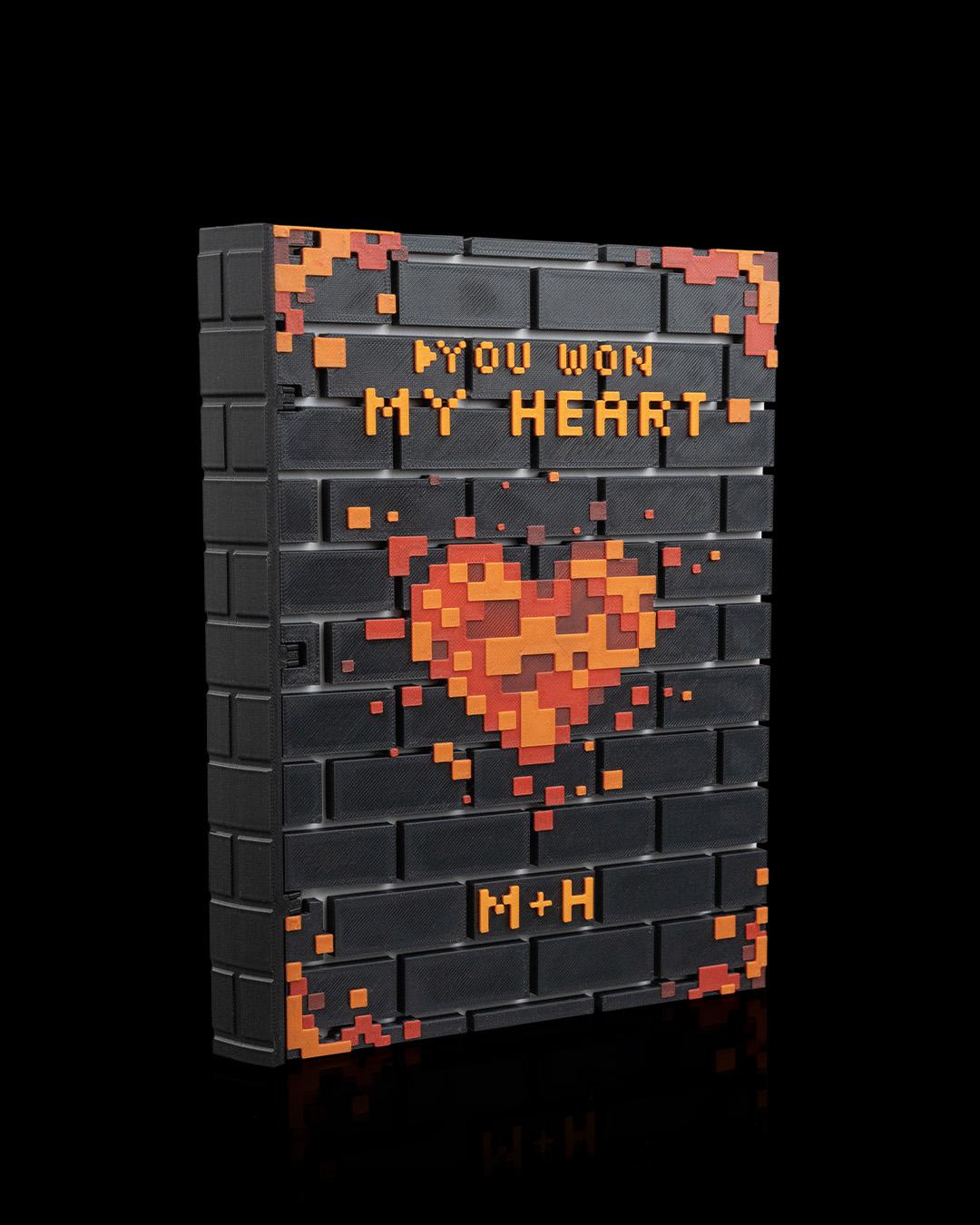 Pixel Heart Memory Book Custom Gamer Journal Retro Gaming Wedding or Anniversary Gift 8 Bit Love Storybook for Nerd Couples