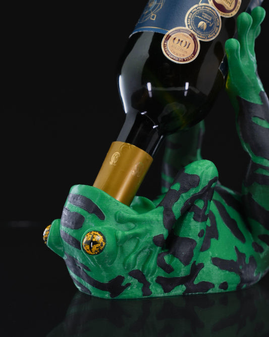 Frog Wine Bottle Holder | 3D Printed Bar Decor | Funny Frog Lover Gift | Jungle Kitchen Accessory | Quirky Wine Rack
