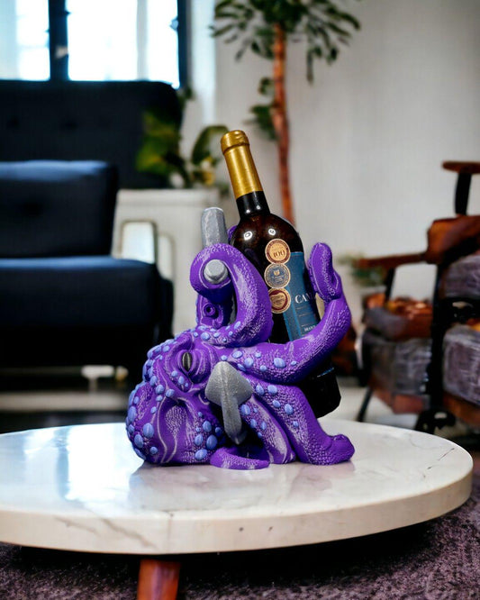 Octopus Wine Holder, 3D Printed Kraken, Nautical Bar Decor, Tentacle Wine Rack Gift, Ocean Lover Art, Sea Creature Centerpiece