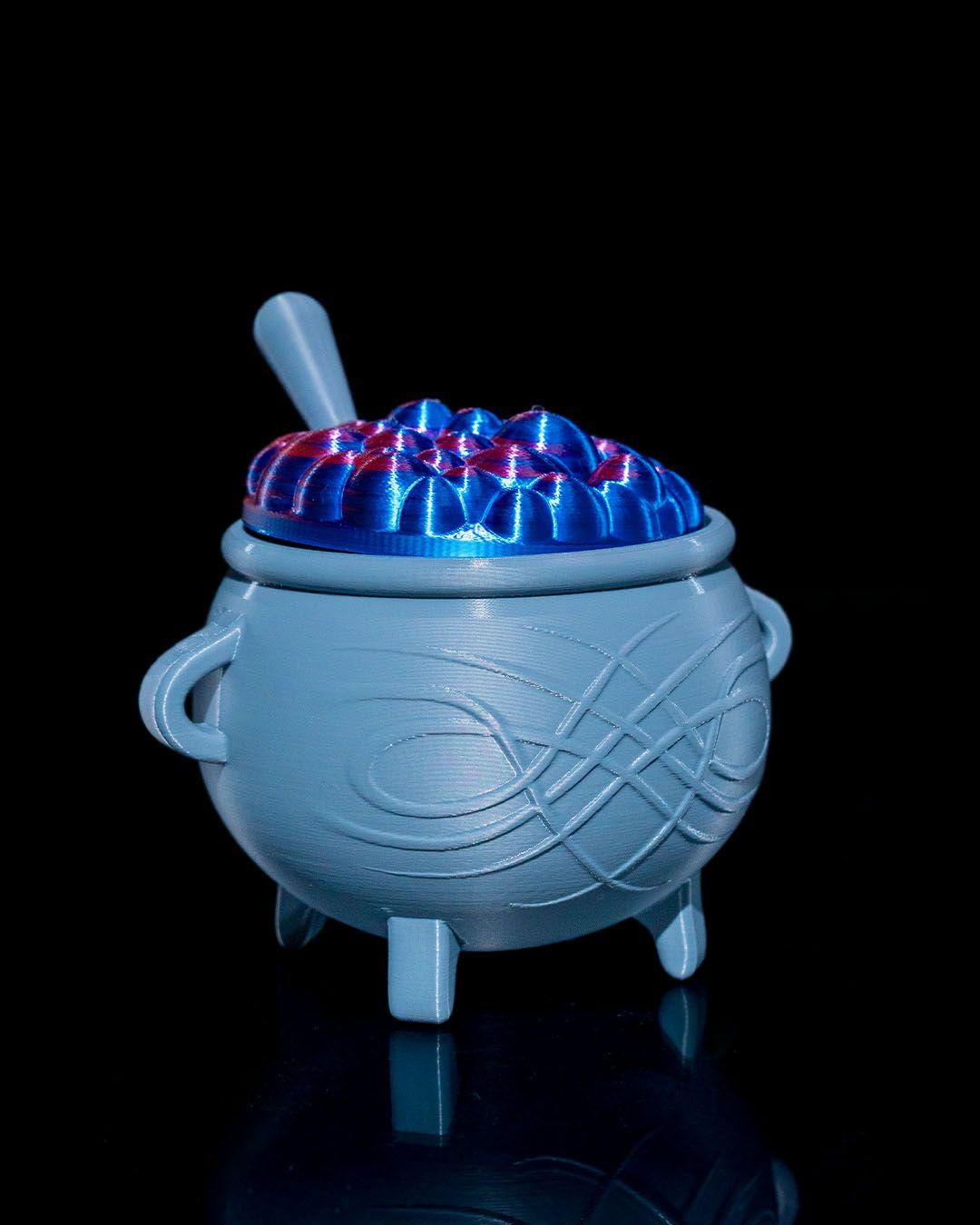 Cauldron Candy Bucket 3D Print Halloween Decor Treat Holder Witch Pot Dice Cup Spooky Tabletop Prop Summerween desk decor