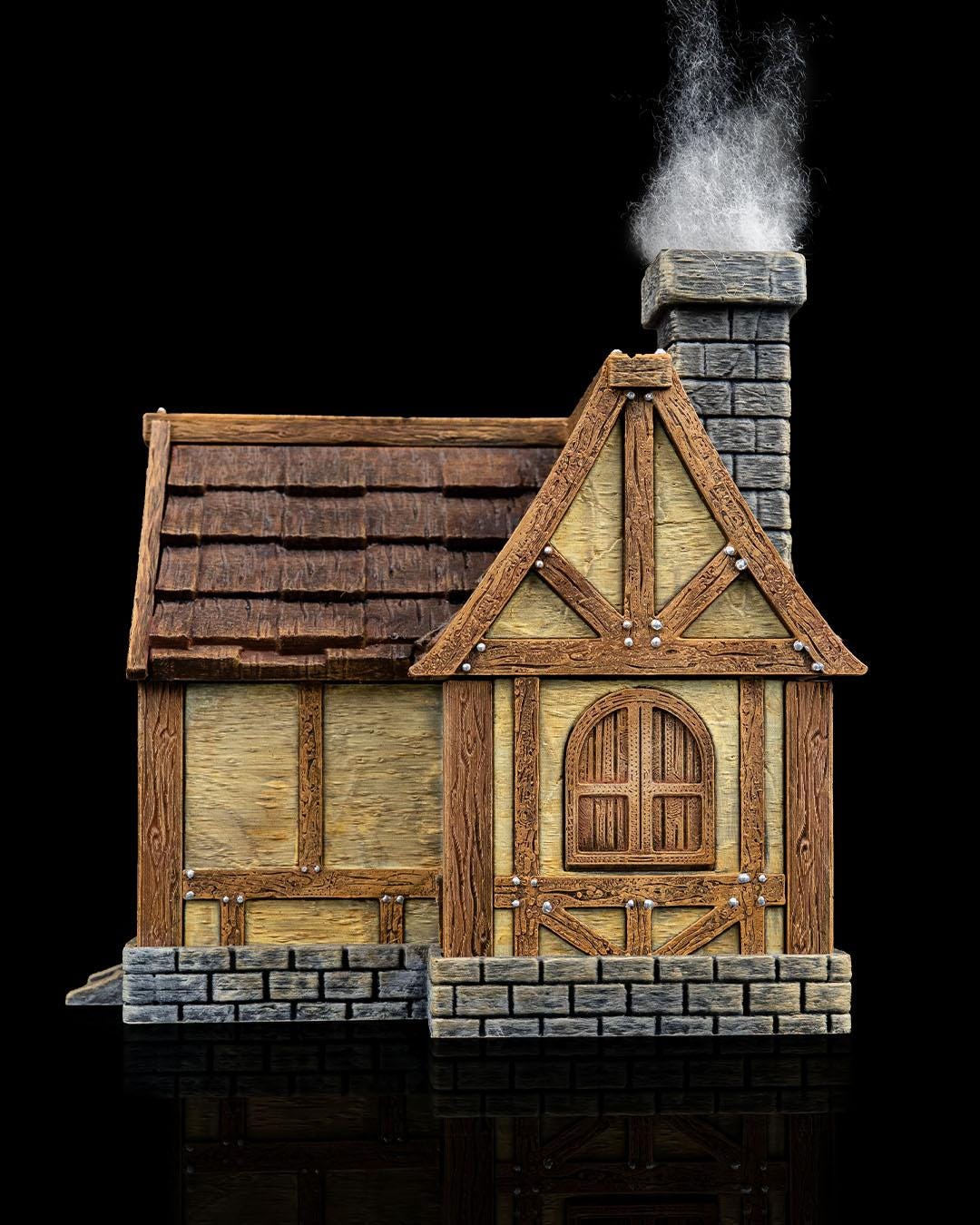 Village House Miniature Painted 3D Printed Fantasy Home Terrain Building for DND TTRPG Diorama Display