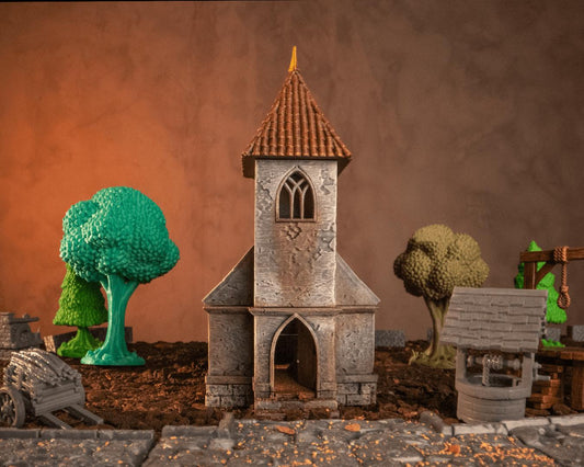 44 piece Village Terrain Set 3D Printed Trees Paths Walls for DND TTRPG Diorama Scenery Modular Prop Kit