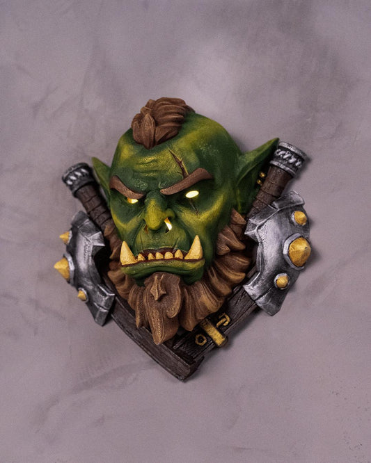 Orc Wall Lamp LED Night Light Fantasy Orc Head Wall Decor for DnD Rooms Gamer Gifts Dungeon Lighting RPG Bedroom Decor