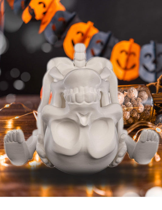 Skeleton candy dish with removable head bowl funny Halloween treat holder for spooky table display Summerween Decor