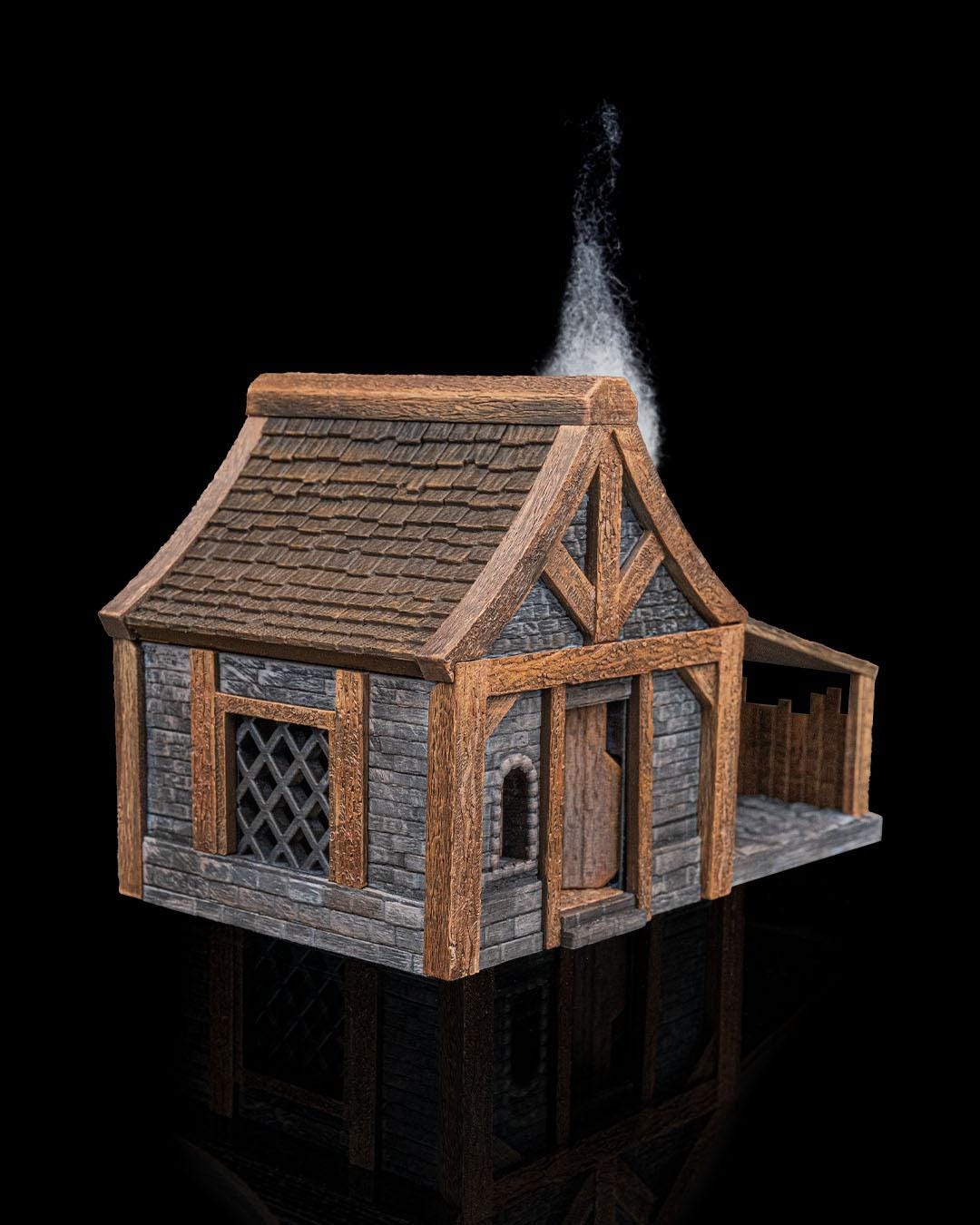 Blacksmith Shop Miniature Painted 3D Printed Forge Terrain Building for DND TTRPG Diorama Display