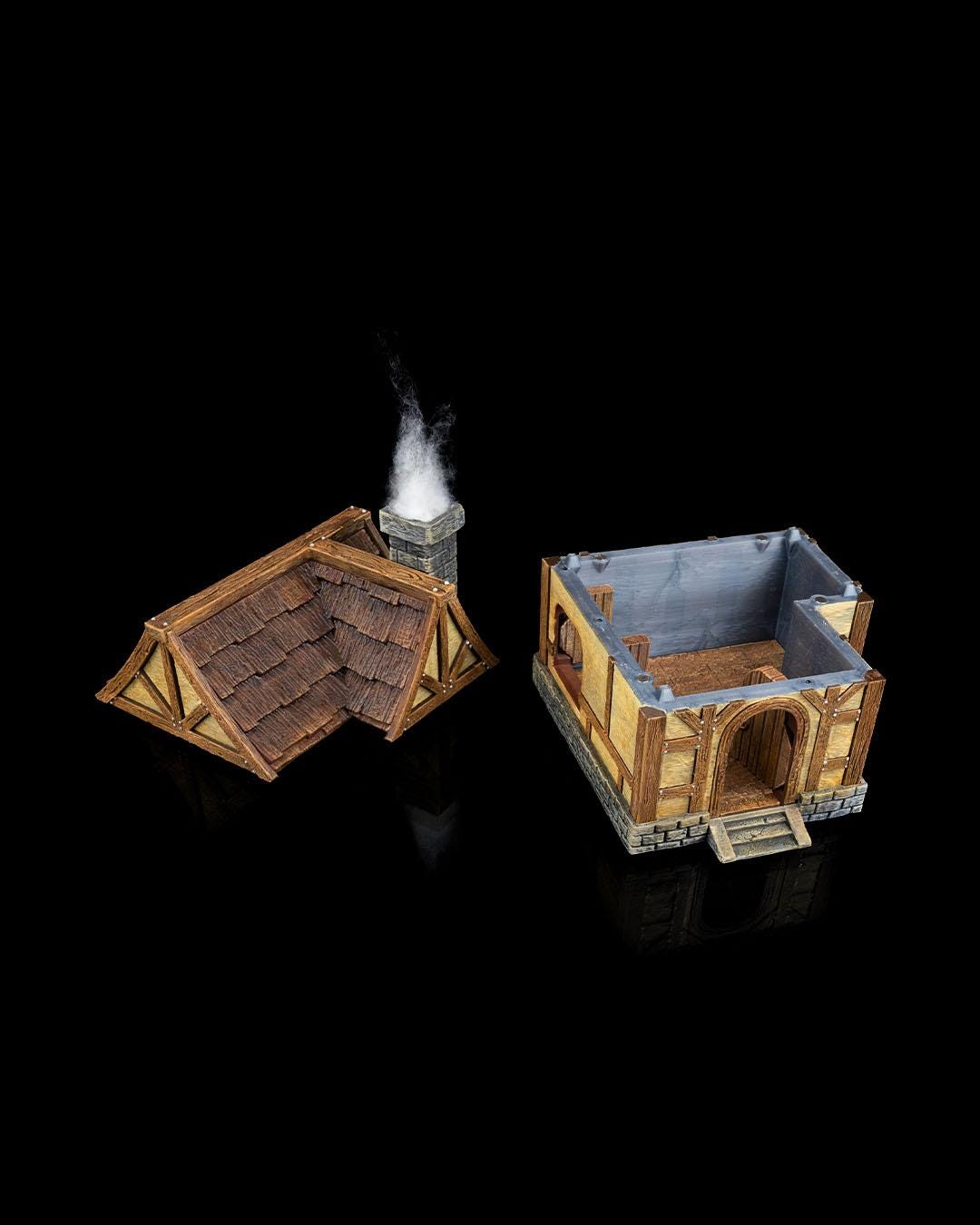 Village House Miniature Painted 3D Printed Fantasy Home Terrain Building for DND TTRPG Diorama Display