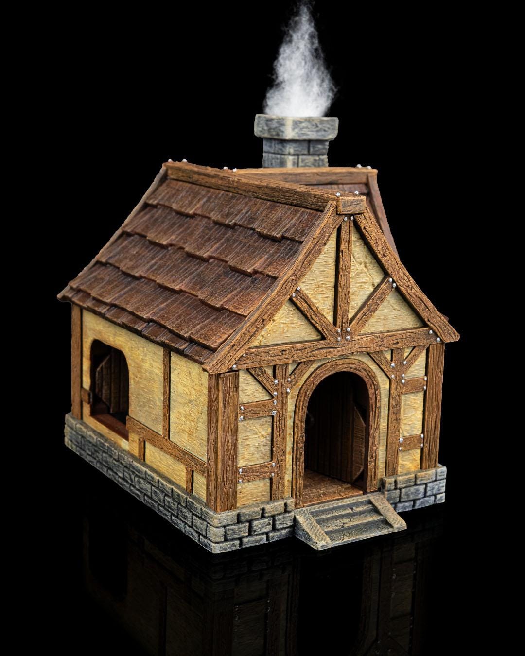 Village House Miniature Painted 3D Printed Fantasy Home Terrain Building for DND TTRPG Diorama Display