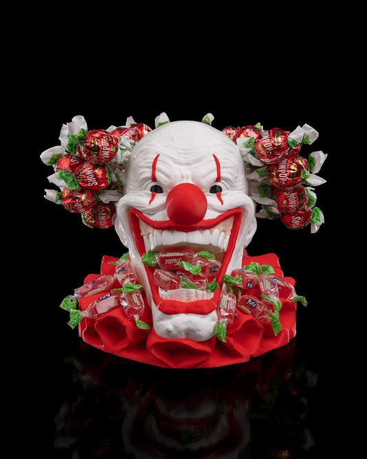 Clown Candy Holder Halloween Table Decor Handmade and painted Creepy Circus Prop for Treats or Display Halloween Decor Summerween