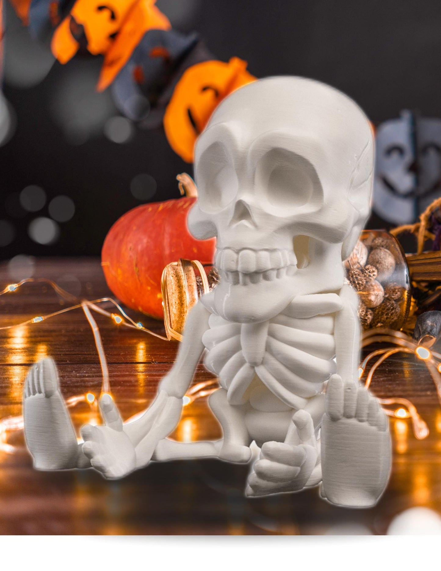 Skeleton candy dish with removable head bowl funny Halloween treat holder for spooky table display Summerween Decor