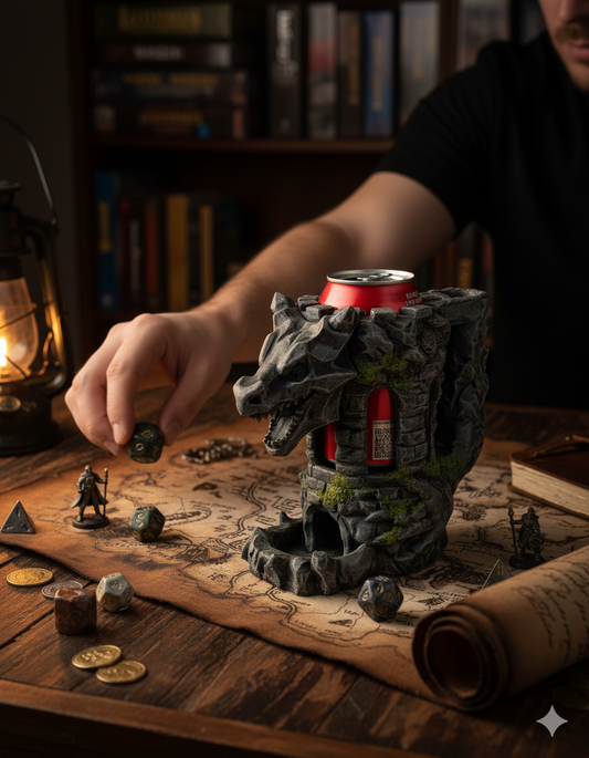 Dragon Mug & Dice Tower Set – Medieval Fantasy Gift for DND and Tabletop RPGs
