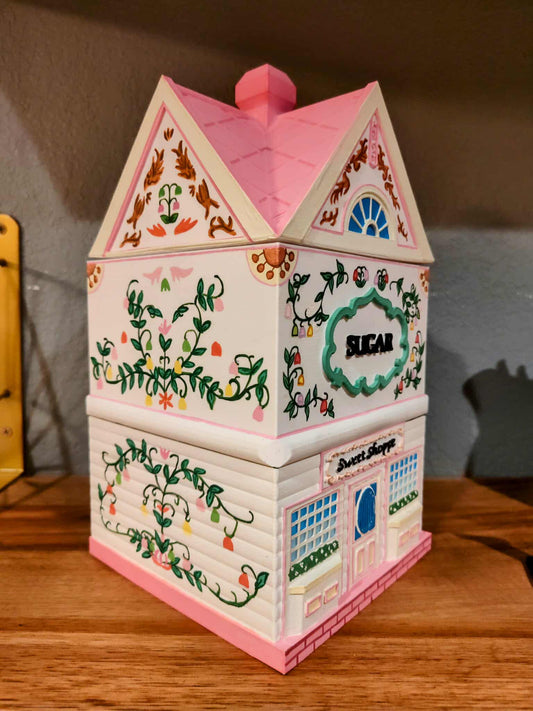 Vintage-Style 3D Printed Sugar canister – Hand-Painted Kitchen Canister