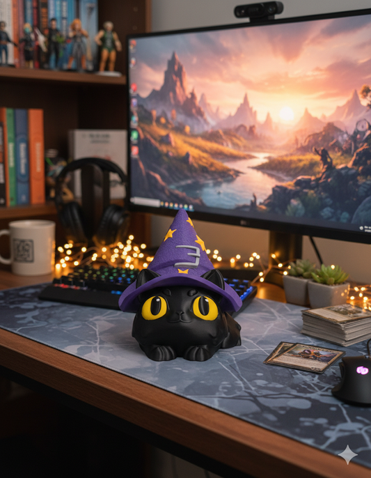 Halloween Black Cat Candy Dish with Flip Hat Lid – Cute Witch Cat Bowl